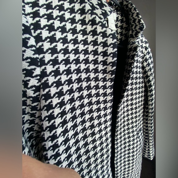 H&M hm Fitted Coat Jacket in Woven Fabric Black White Houndstooth Pattern Size 6 - Picture 9 of 16